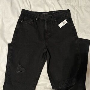 Banana Republic Women's High Rise Distressed Black Jeans
